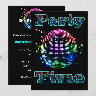 Inbjudan till Disco Boll Party-Anpassningsbar