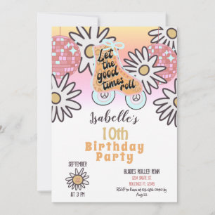 Inbjudan till Disco Boll Roller Skating Födelsedag