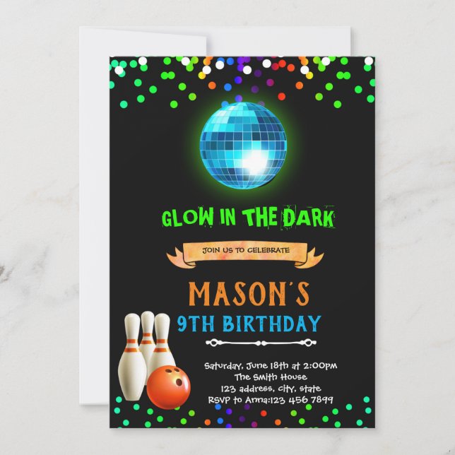 Inbjudan till Disco bowling (Framsida)
