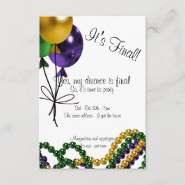 Inbjudan till Divorce Party Mardi Gras Balloons