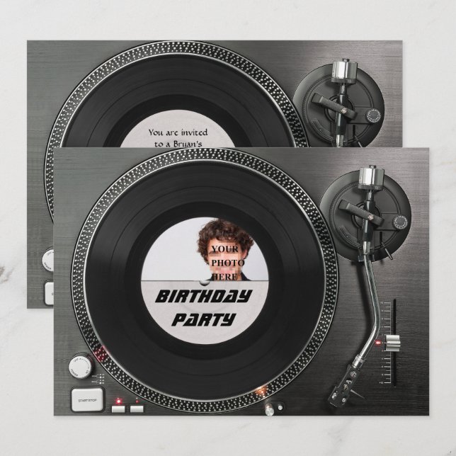 Inbjudan till DJ-måltidsfotofödelsedagskalender (Fram/baksida)