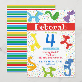 Inbjudan till djurballonger 4e födelsedagen