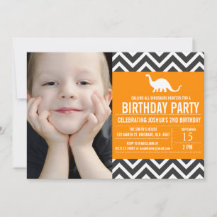 Inbjudan till djuret Chevron Foto Birthday