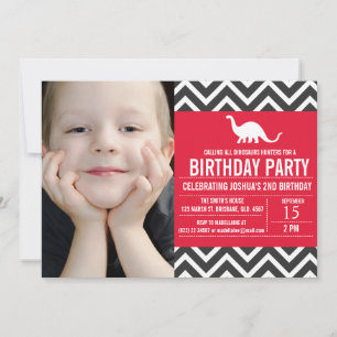 Inbjudan till djuret Chevron Foto Birthday