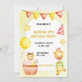 Inbjudan till djurets födelsedag i party Gult