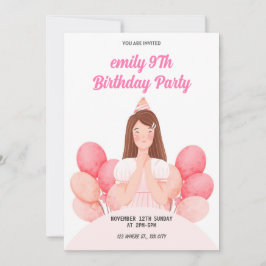 Inbjudan till djurets födelsedag i party Rosa