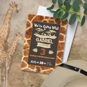 Inbjudan till djurutskrift Giraffe Birthday