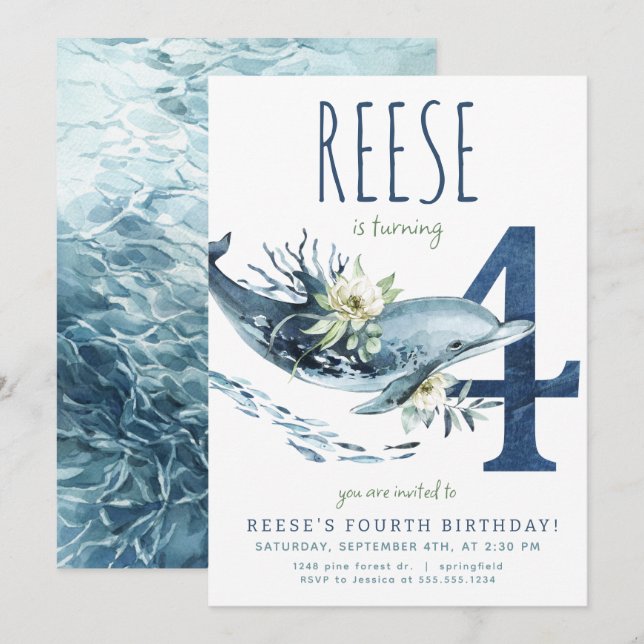 Inbjudan till Dolfins 4-årsfest (Fram/baksida)