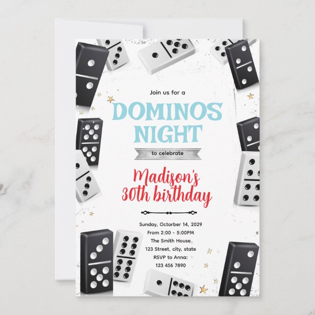 Inbjudan till Domino-spel kvällsfest (Framsida)