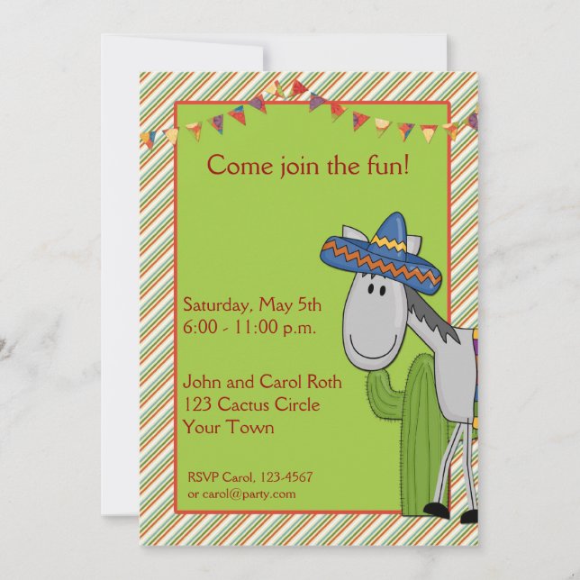 Inbjudan till Donkey Cactus Fiesta (Framsida)