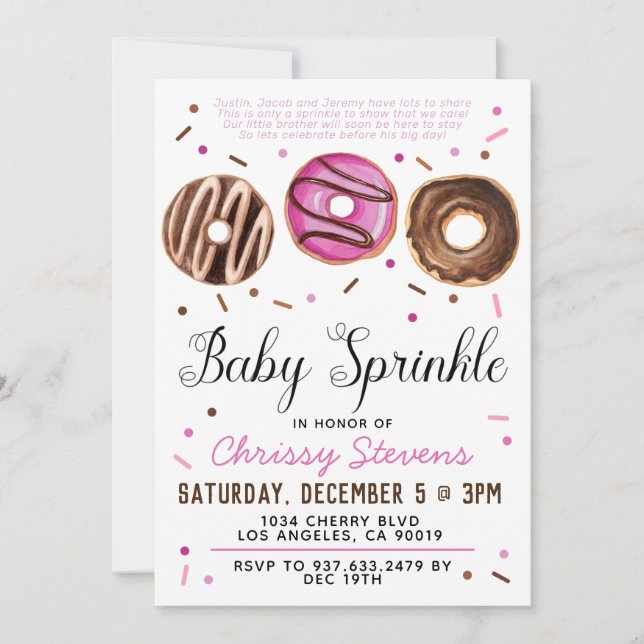Inbjudan till Donut Baby Sprinkle Baby Shower (Framsida)