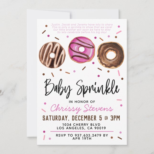Inbjudan till Donut Baby Sprinkle Baby Shower (Framsida)