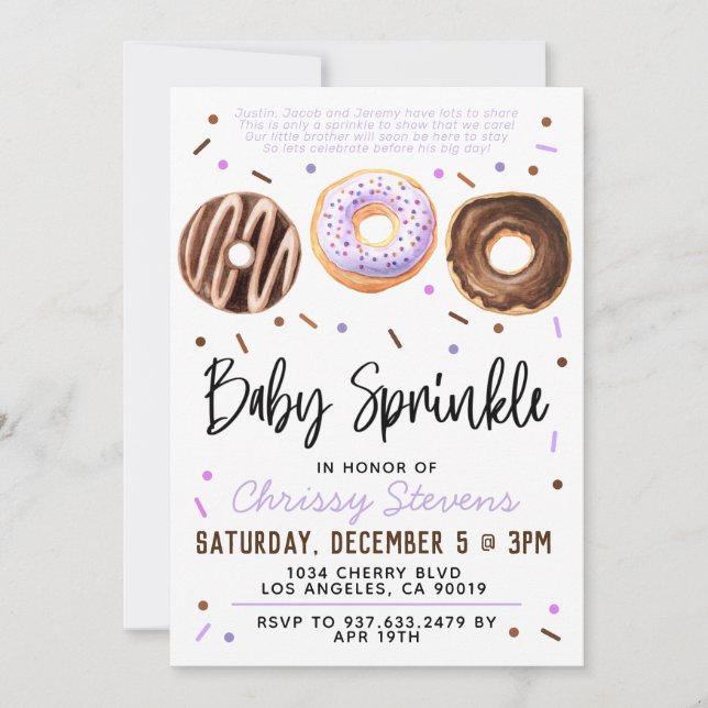 Inbjudan till Donut Baby Sprinkle Baby Shower (Framsida)