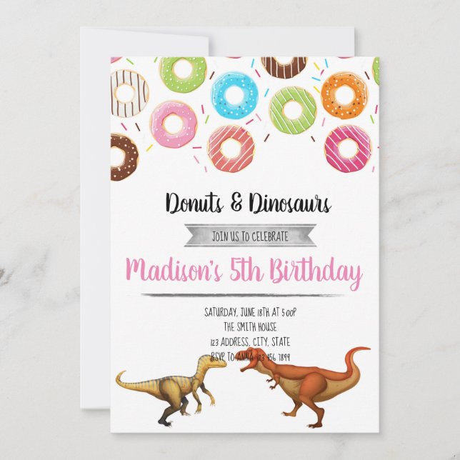 Inbjudan till Donut- och dinosaurispartiet (Framsida)