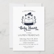 Inbjudan till doodle Bear Winter Baby Shower