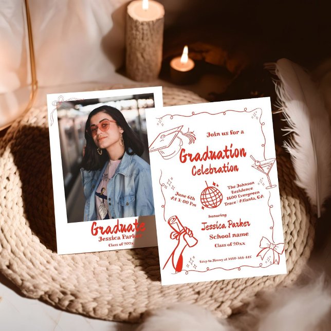 Inbjudan till Doodle Stil Hand plockade Studenten (Skapare uppladdad)