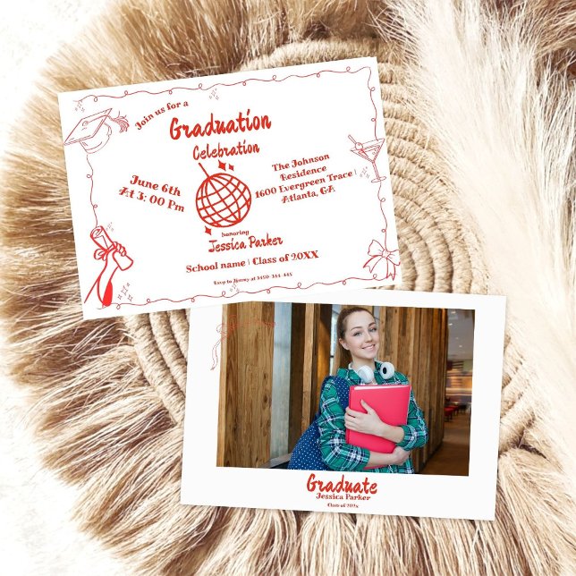 Inbjudan till Doodle Stil Hand plockade Studenten (Skapare uppladdad)