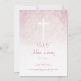 Inbjudan till Dop Flicka Rosa Spansk Inbjudan