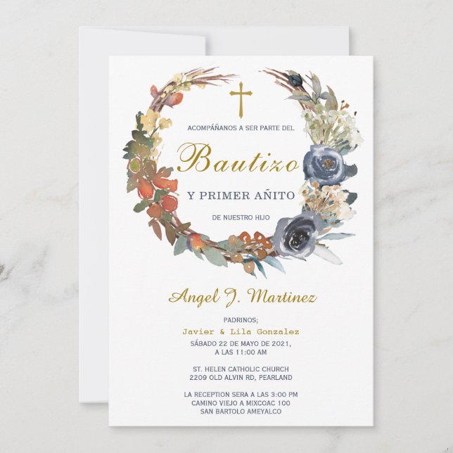 Inbjudan till dop och första födelsedag Invitation (Framsida)