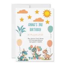 Inbjudan till dosinosaur 3: e födelsedagen