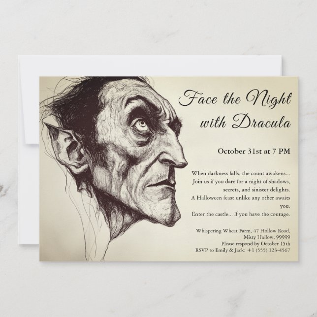 Inbjudan till Dracula Vampire Halloween fest (Framsida)