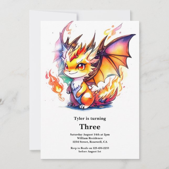 Inbjudan till Dragon Birthday (Framsida)