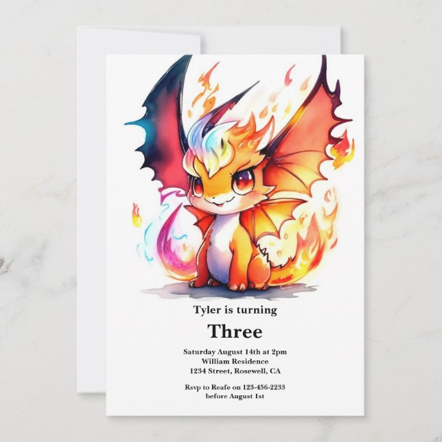 Inbjudan till Dragon Birthday (Framsida)