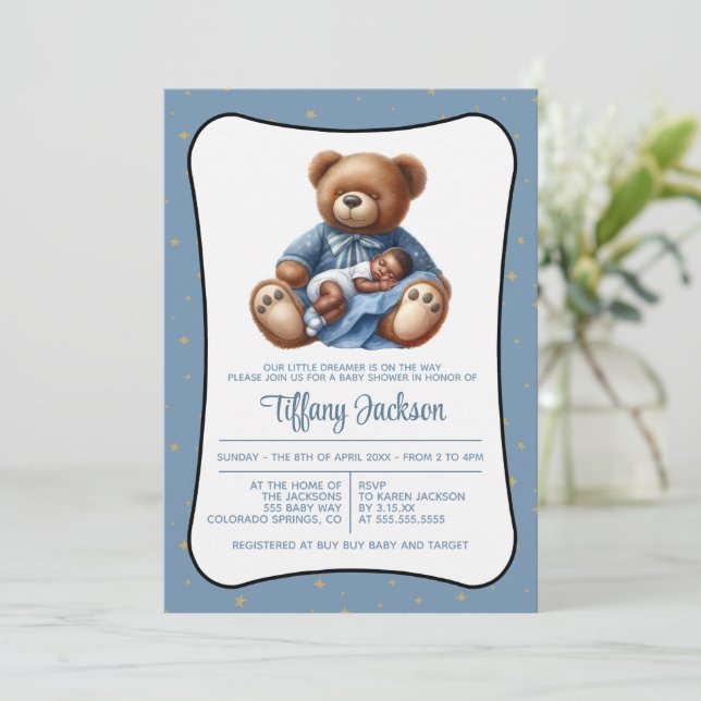Inbjudan till Dream Bear Baby Shower (Stående Fram)