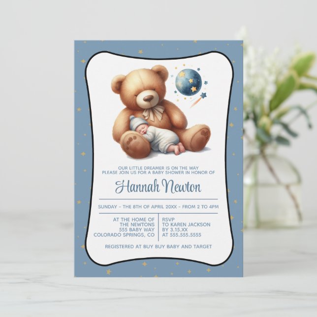 Inbjudan till Dream Bear Baby Shower (Stående Fram)