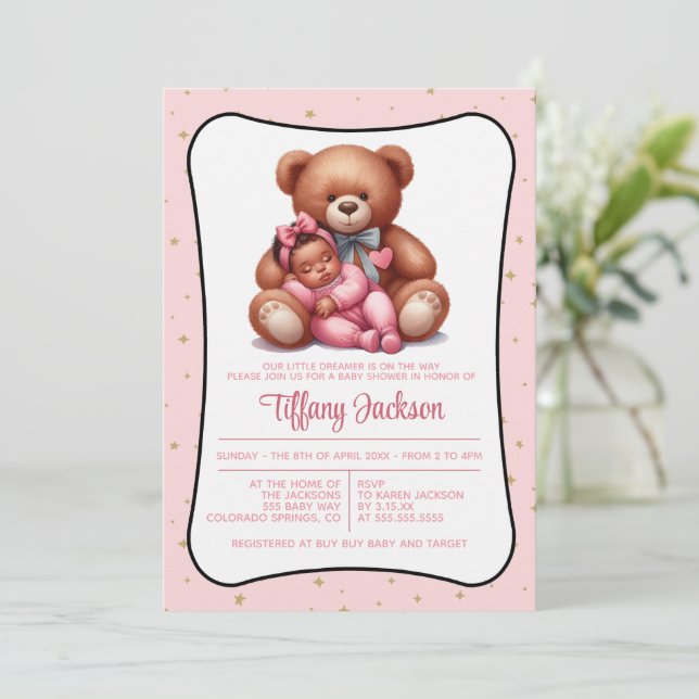 Inbjudan till Dream Bear Baby Shower (Stående Fram)