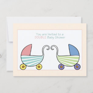 Inbjudan till dubbla Baby Shower Barnvagn