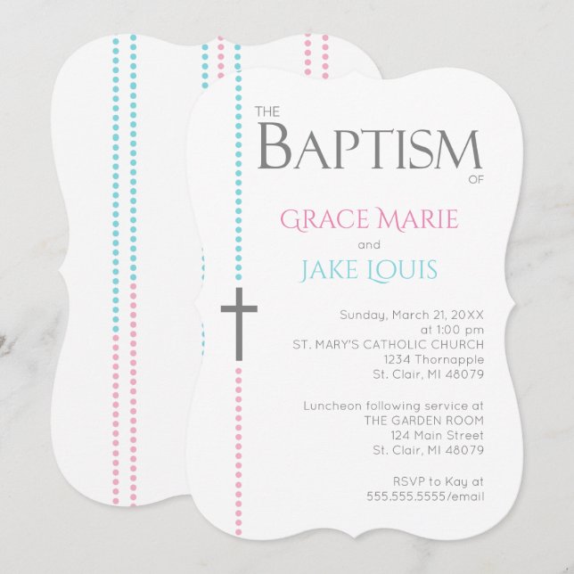 Inbjudan till dubbla baptism Kor (Fram/baksida)