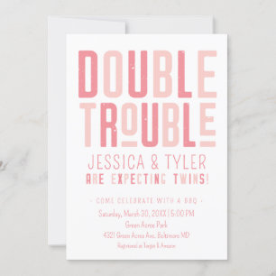 Inbjudan till dubbla Trouble Twin Boy/Girl Baby Sh