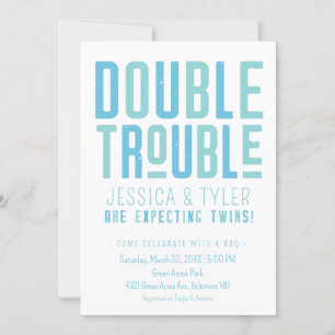 Inbjudan till dubbla Trouble Twin Boys Baby Shower