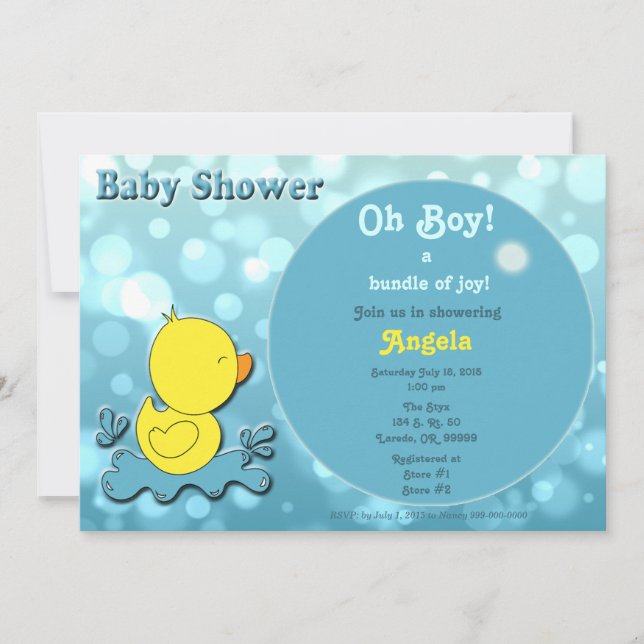 Inbjudan till duckie Bubbles Baby Shower (Framsida)