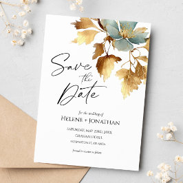 Inbjudan till Dust Blue Boho Bröllop spara datum