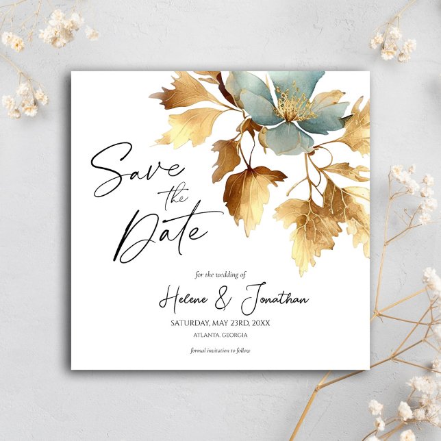 Inbjudan till Dust Blue Boho Bröllop spara datum (Dust Blue Boho Wedding Save The Date Invitation)