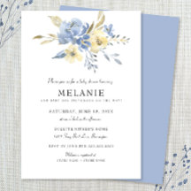 Inbjudan till Dusty Blue Blommigt Baby Shower