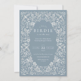 Inbjudan till Dusty Blue Blommigt Birdie Baby Show