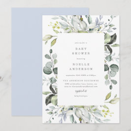 Inbjudan till Dusty Blue Blommigts Baby Shower