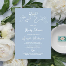 Inbjudan till Dusty Blue Hand plockade Baby Shower