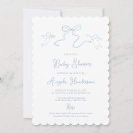 Inbjudan till Dusty Blue Hand plockade Baby Shower