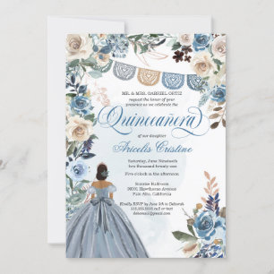Inbjudan till Dusty Blue Ro Rustic Land Quinceañer