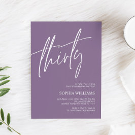 Inbjudan till Dusty Lila Minimalist 30års födelsed
