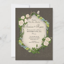 Inbjudan till Earthy Rustic Moss och Ro Wedding