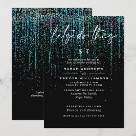 Inbjudan till edgy Chic Teal Aqua Glitter Garland