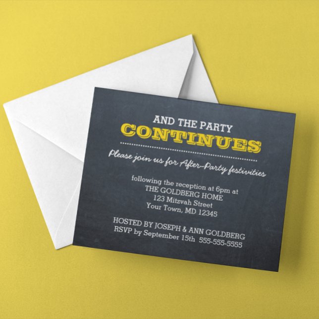Inbjudan till efterfest med krittavla i guld (Skapare uppladdad)
