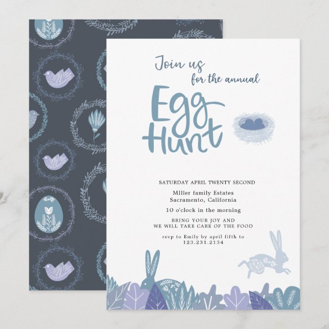 Inbjudan till EGG Hunt Pastel (Fram/baksida)