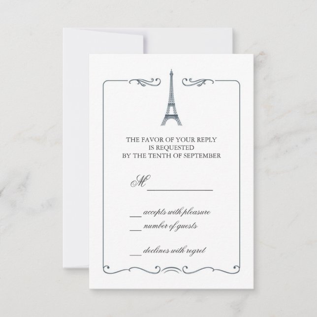 Inbjudan till Eiffel Torn Elegant OSA kort (Framsida)