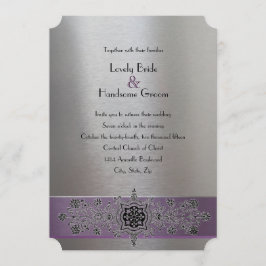 Inbjudan till Eiffel Torn Lila och Silver bröllops